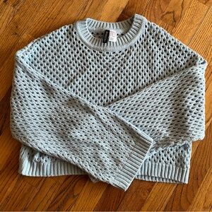 Divided Heather baby blue Open Knit Sweater